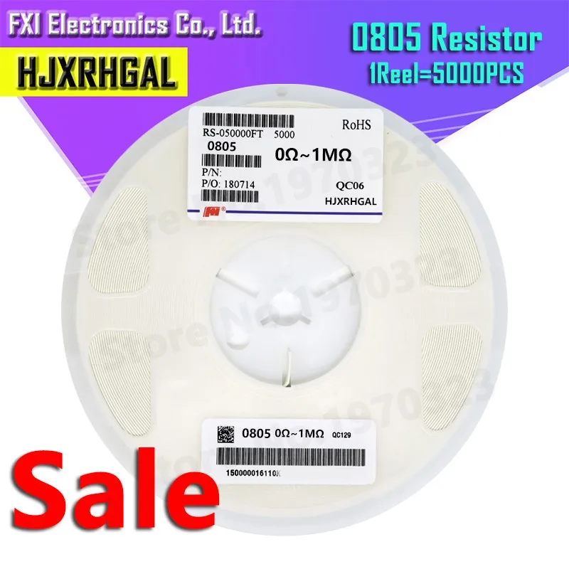 0805 SMD 1/4W 0R ~ 10M chip resistor 0 10R 100R 220R 330R 470R 1K 4.7K 10K 47K 100K 0 10 100 330 470 ohm smd resistor smd chip resistor 5000Pcs