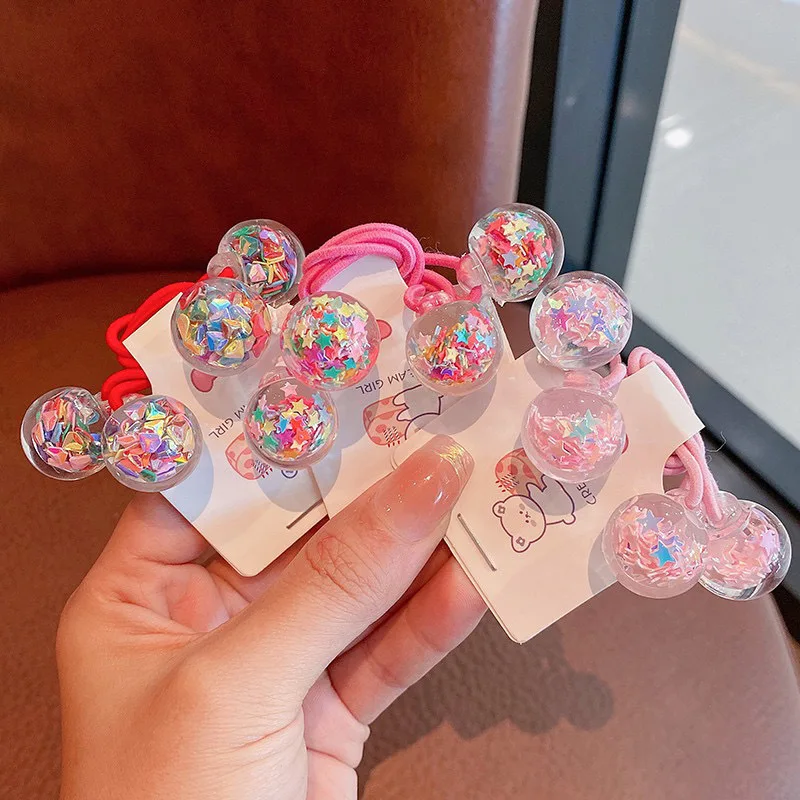 2pcs/set Baby Ball Rubber Bands Girls Cute Cartoon Fruit Elasticity Hair Bands Children Lovely Scrunchies Kid Hair Accessories