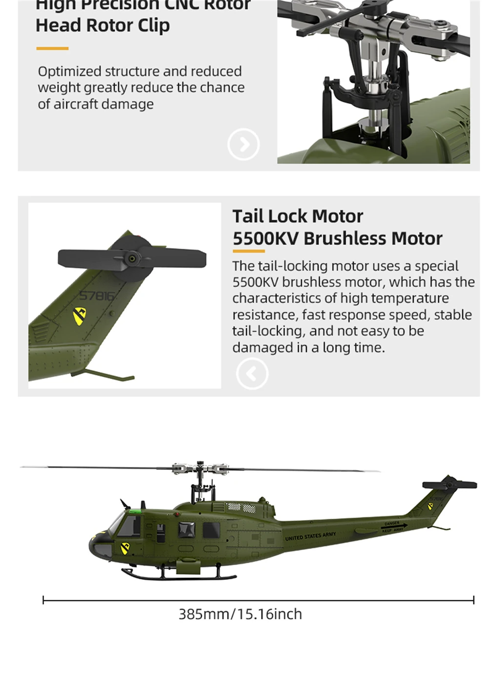Eachine E190 PRO UH-1 2.4G 6CH 3D6G 1:34 Scale Huey Dual Brushless Motor Flybarless RC Helicopter Compatible with FUTABA S-FHSS