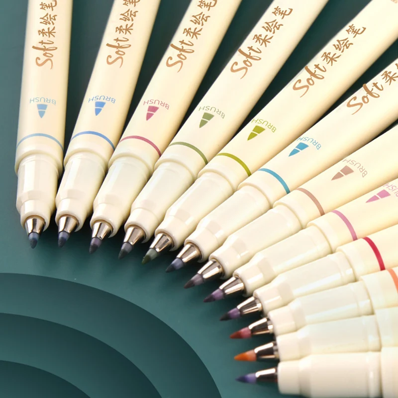 Brush Sign Pen 24 Colors Painting Graffiti Calligraphy Small Regular Script Soft Head Pen Colorful 1pc