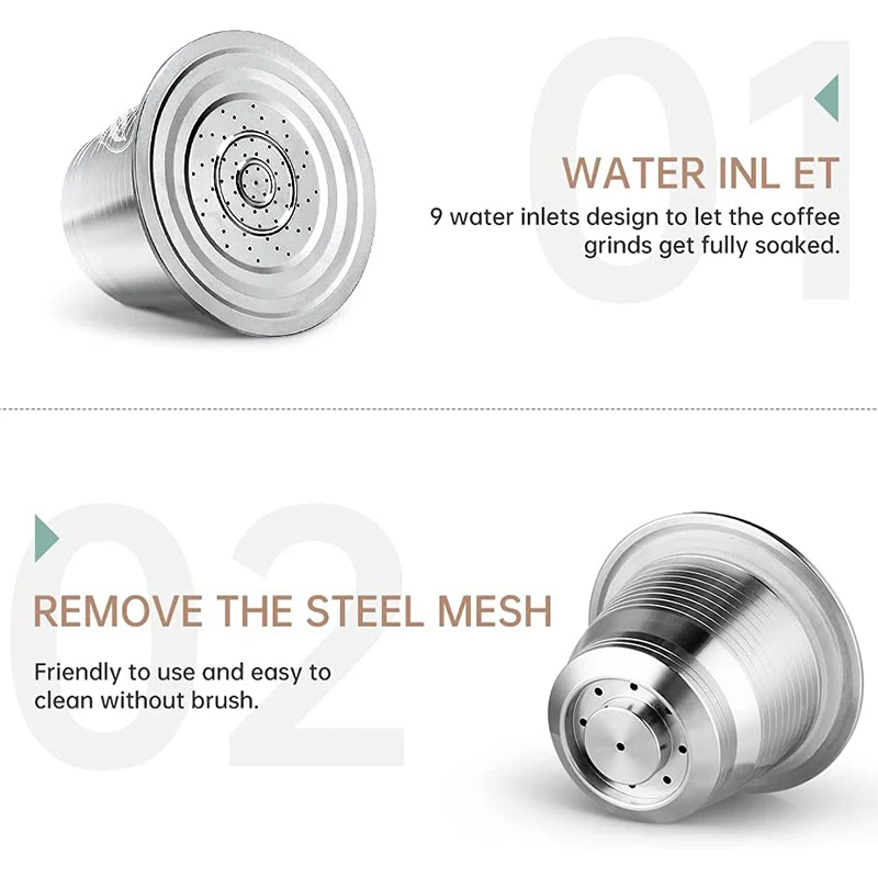 iCafilas  Refillabe Coffee Capsule For Nespresso Stainless Steel Coffee Filters Crema — view 4