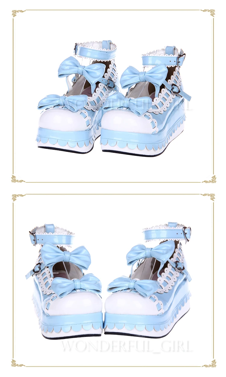 Neue japanische Lolita Plateauschuhe Prinzessin Cosplay Schuhe mit Schleife Größe 35-47 18