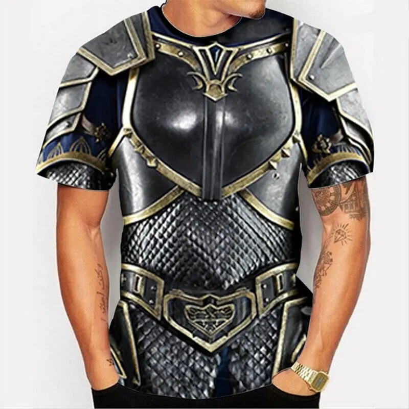 Mens T-Shirts For Men Clothing Oversized Tees Unisex Armor Graphic 3D Print Summer Casual Short Sleeve Armour Tops - 5