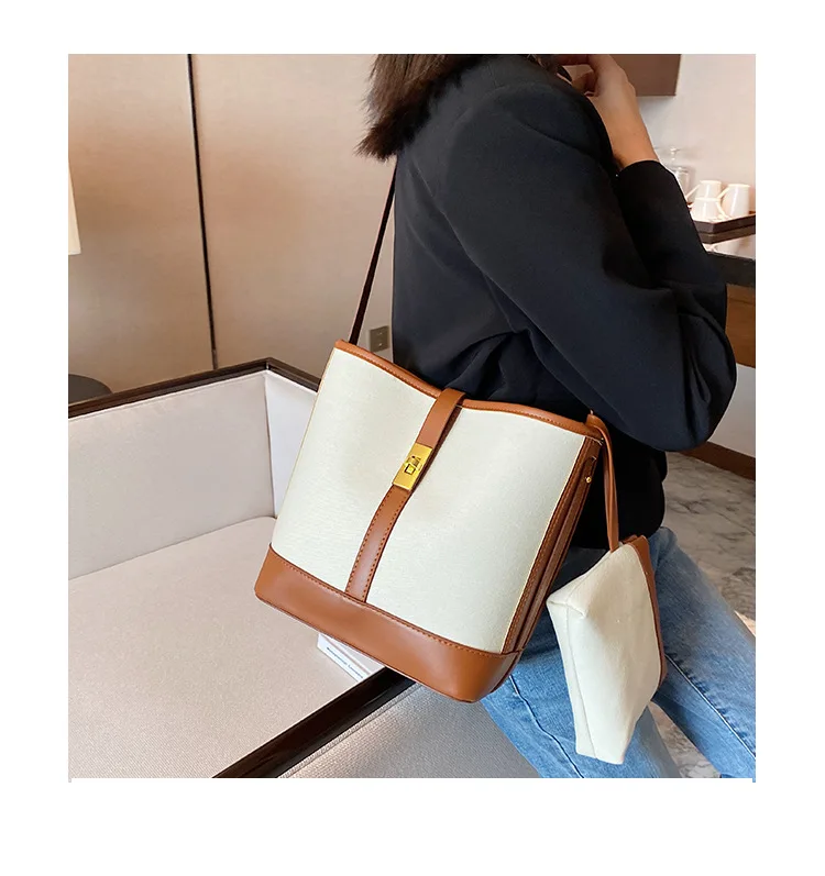 Korean panelled women Bucket Shoulder bags Large Capacity