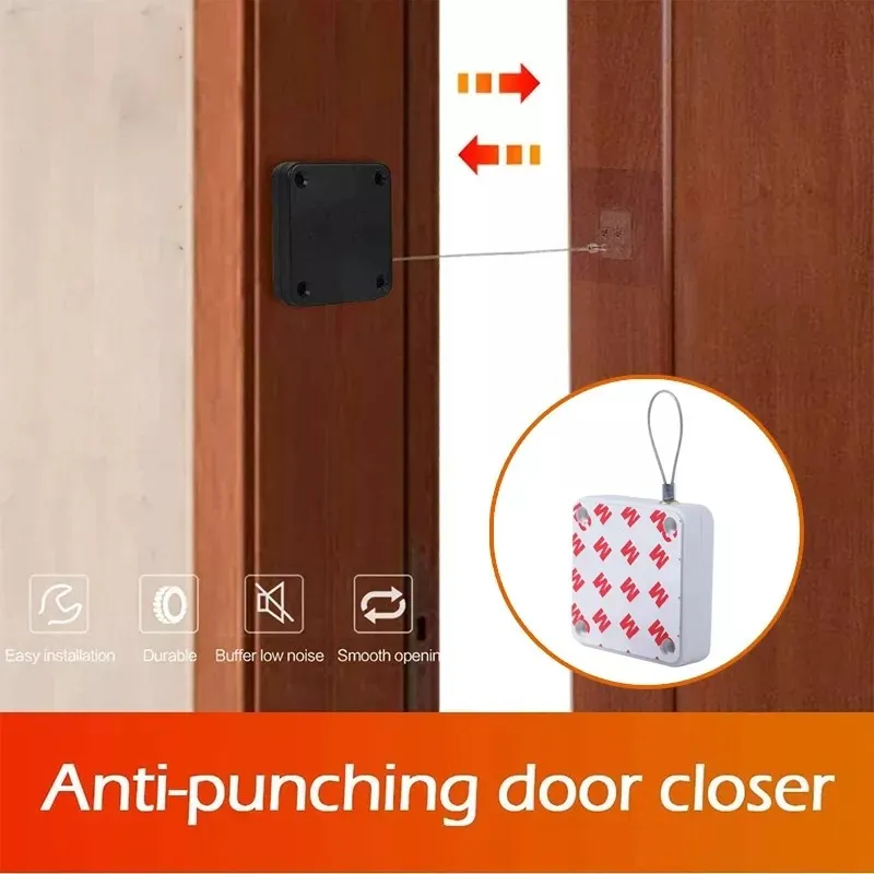 Punch-free Automatic Door Closer For All Doors Hardware 500g-1000g Tension Automatic Sensor Door Closer Furniture Hardware