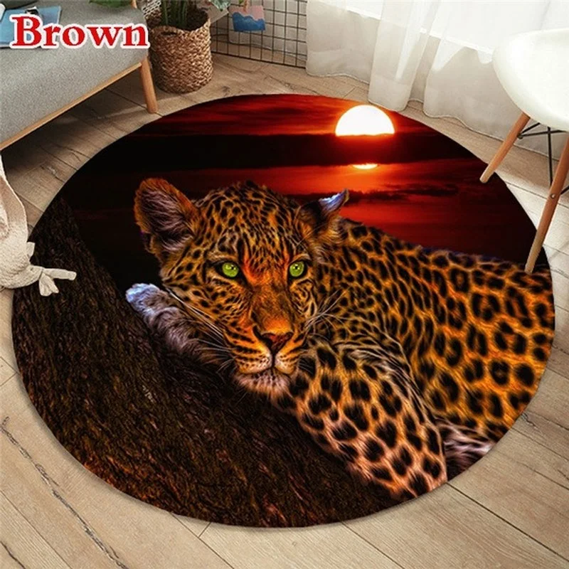 Leopard Tiger Lion Cat Round Carpet Living Room Large Comfortable Soft  Floor Mat Bedroom