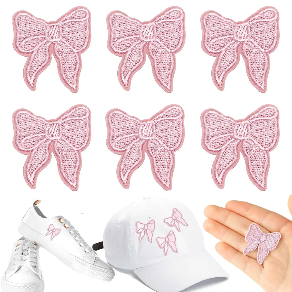 6PC Tinte Schleife Eisen auf Patches Kleine Eisen auf Weihnachten Patch Gestickte Applikation Niedliche Eisen auf Patches Groß für Frauen Jacken Hüte