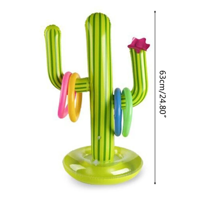 63cm PVC Inflatable Cactus Floating Rings Kits Adults Kids Swimming Pool Water Fun Toys Party Summer Fun Rings Toss Game 2