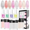 Dip Powder Nail Kit Starter 4 Nude Sheer Powder Semi-transparent Dipping + 4 Steps Beginner Gel Base Top Coat Activator 1