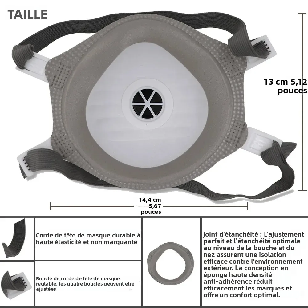 Masque FFP3 en forme de tasse - Lot de 10 - Certifié CE