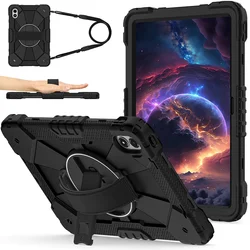 Enhanced Shockproof Tablet Case with 360° Rotation Stand and Hand/Shoulder Strap for Redmi pad 2 pro 12.1 (Black)