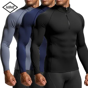 2025 New Men Sportswear Fitness Top Gym Shirts Quick-drying Breathable Slim Long-sleeved T-shirt Running Training Clothes Autumn 1