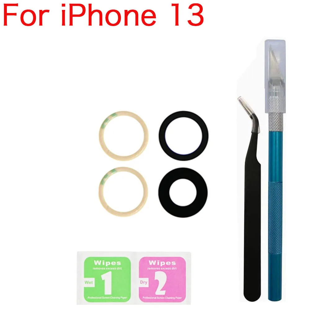 iPhone 11 12 13 14 Mini Pro Plus Max 용 교체 후면 카메라 유리 렌즈(접착 테이프 포함) 및 도구 제거