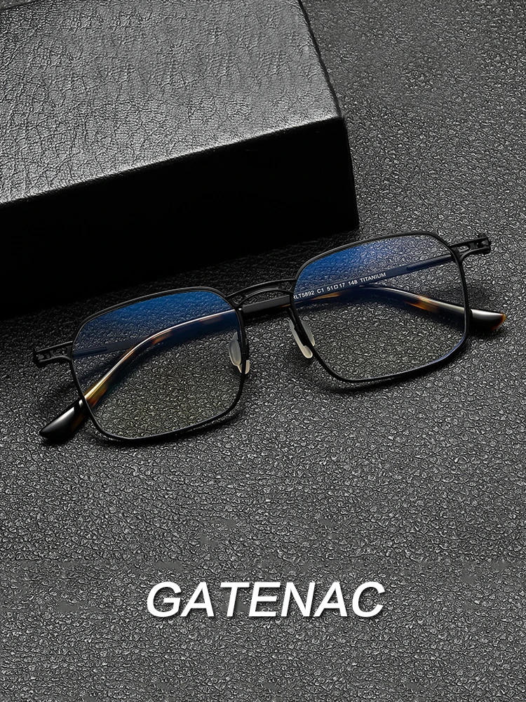 Gatenac Unisex Full Rim Square Titanium Eyeglasses Gxyj1073