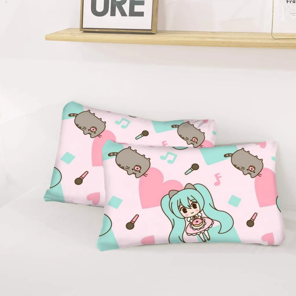 Hatsune Miku Bed Sheets Set Comforter Quilt Cover Duvets Single Bedding 4