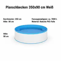 Piscine murale ronde en acier 350 x 90 cm blanche, piscine hors-sol pour jardin et terrasse, piscine familiale pour adultes et enfants, ensemble piscine pour l'été et la détente en plein air, piscine de jardin pour la maison 3