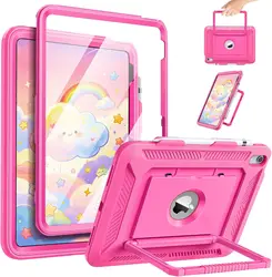 Children's Full - Body Shockproof iPad Case with Screen Protector & Pencil Holder (Persian Pink)