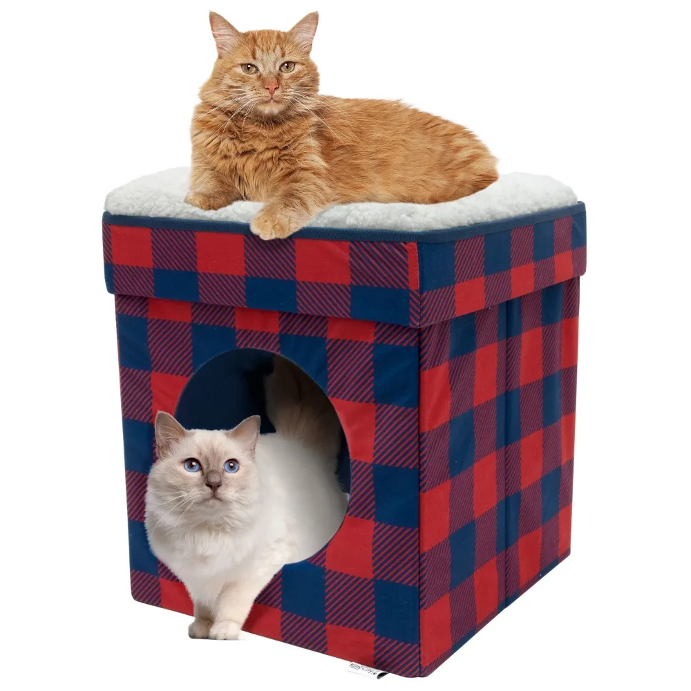

Holiday Plaid Folding Cat Bed cat house pet supplies Pet Product