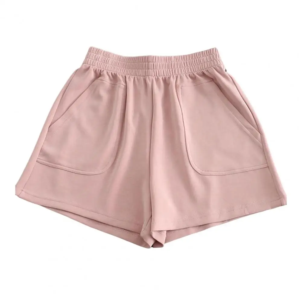 

Summer Women Shorts Elastic High Waist Loose Sport Above Knee Length Pockets Jogging Homewear Short Pants Pajama