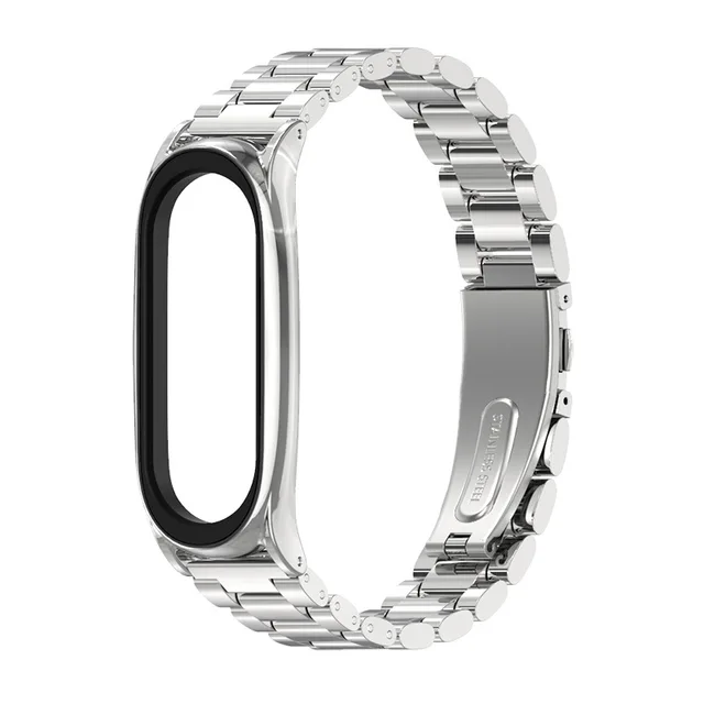 Strap For Xiaomi Mi Band 3 4 5 Wrist Metal Bracelet Screwless Stainless Steel MIband for Mi Band 4 3 5 Strap Wristbands Pulseira 5 plus silver
