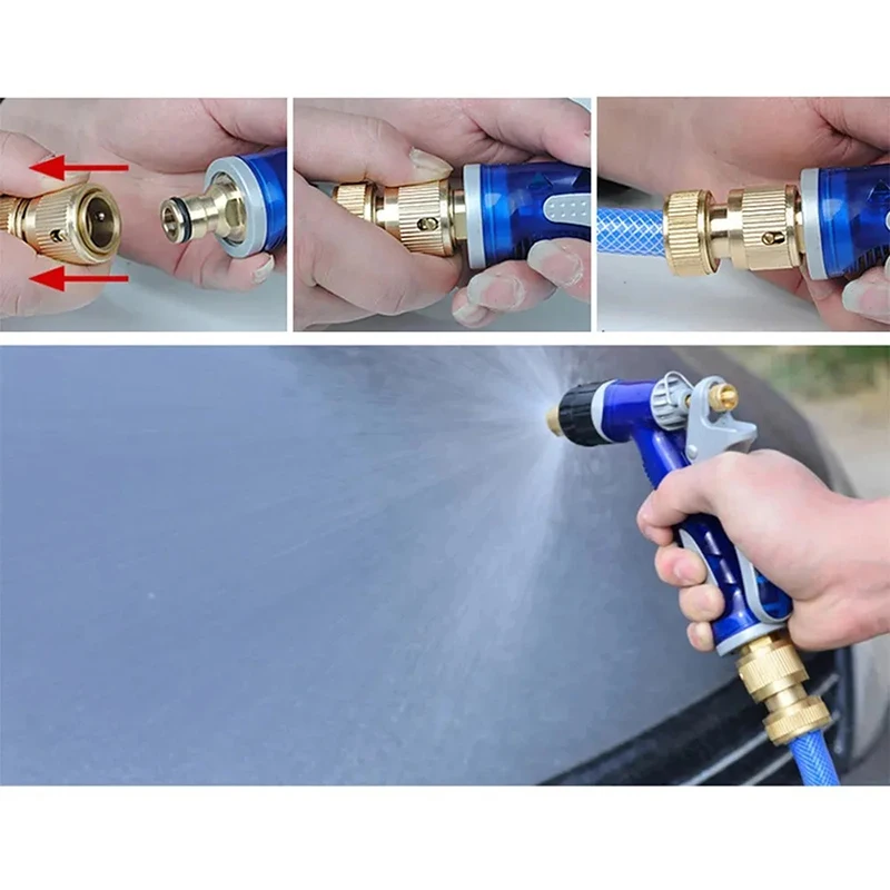 Garden Quick Coupling 4-way Water Quick Connector High Pressure Quick Coupling For Car Washer Water Gun Adapter Joints Garden Irrigation Accessories