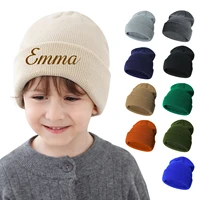 Personalized Autumn Winter Knitsuit Baby Candy Color Solid Casual Knitted Hat Baby Warm Soft Cotton Cap Kid Fashion Kniting Caps