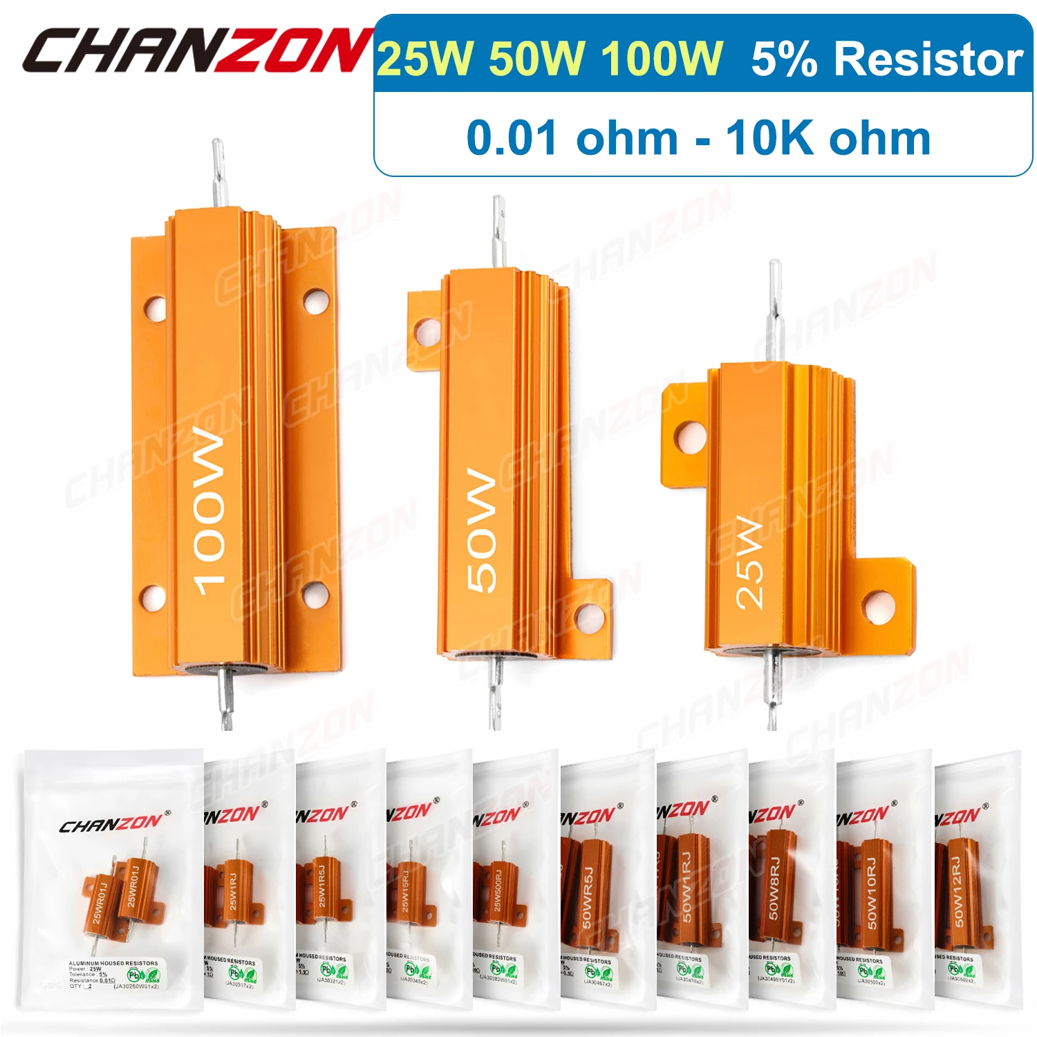 Resistenza Di Potenza In Alluminio 25W 750 Ohm ±5% – Dissipazione Termica, Per Alimentatori E Apparecchiature Industriali