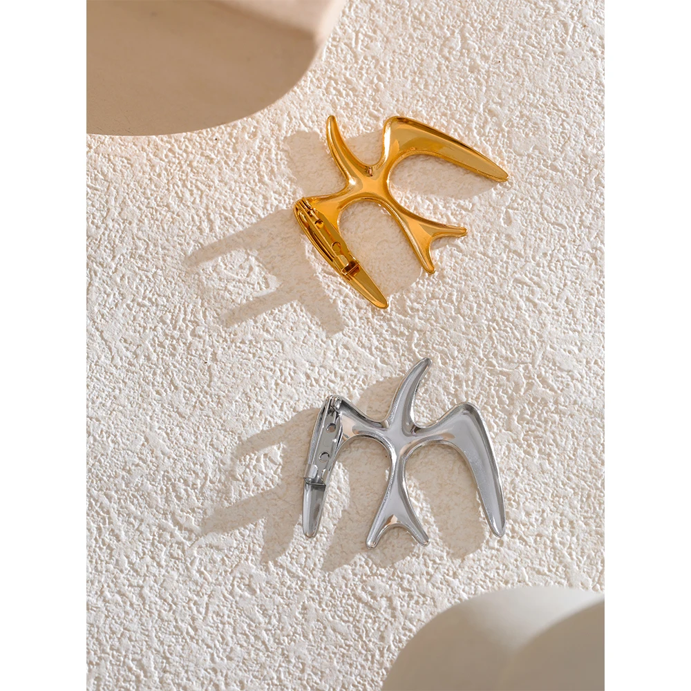 Yhpup Stainless Steel Metal Bird Swallow Brooch Pin Women