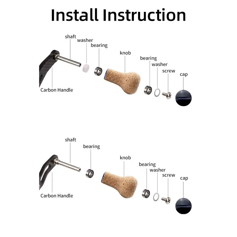 kawa 1pc Fishing Reel Handle Knob Rubber Soft Wooden Knob For D/S Reel Include 2pc Bearings Weight 8g/pc DIY Reel Knob Accessory