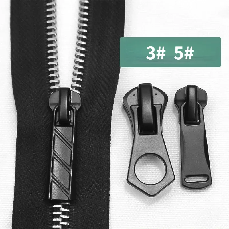 5 Pcs 3#/5# Zipper Sliders Auto Lock Metal Matte Black Zipper Sliders for Metal/nylon/resin Zippers Home DIY Sewing Supplies