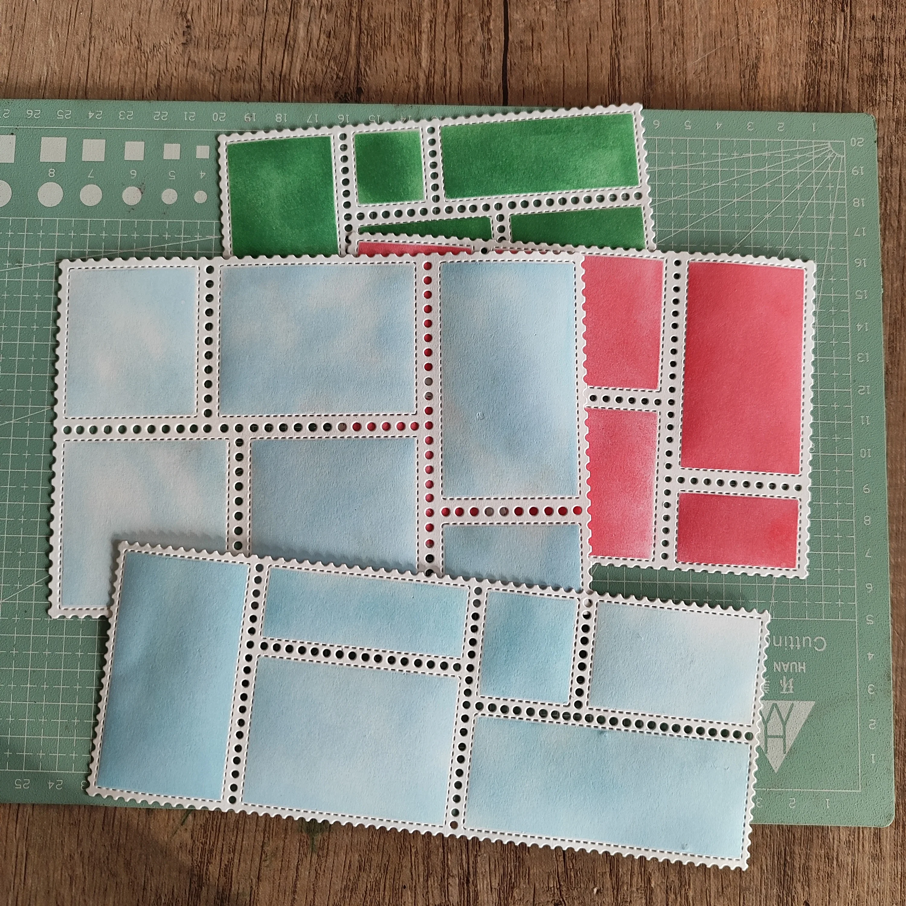 Metal Cutting Dies Snowy Postage Collage Stencil for Card Making A6 A7 Slimline Winter Postage Clear stamp