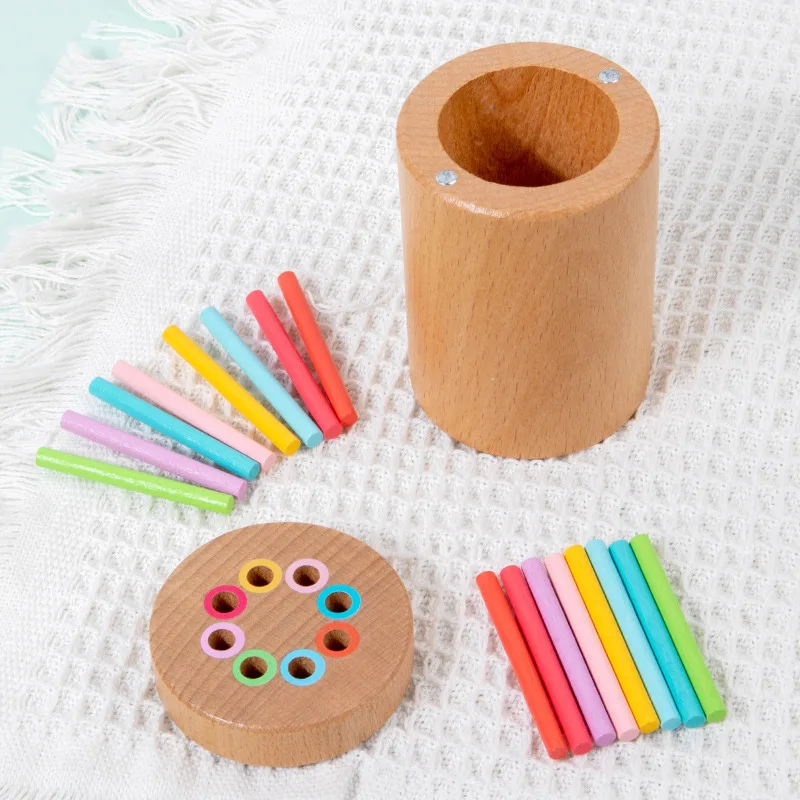 Children's Wooden Magnetic Color Stick Classification Box Teaching Aid Color Cognition Matching Game Educational Toys For Kids 3