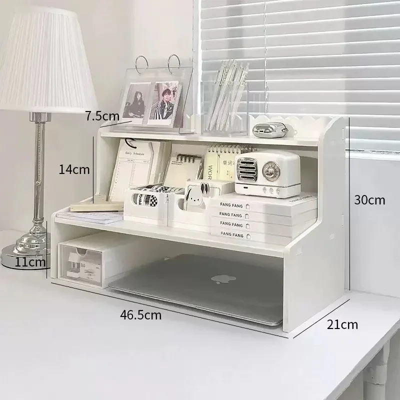 Double-Layer Desktop Shelf Storage Rack Books and Stationery Organizer Cosmetics Storage Shelf for Home and Office