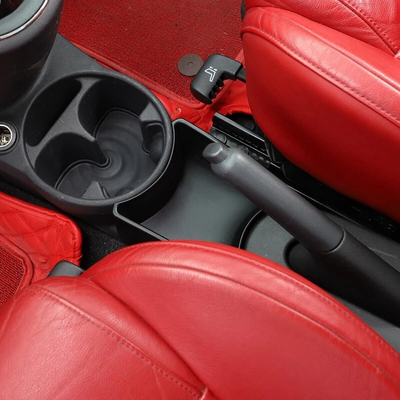 For Fiat 500 2011-2015 Abarth 595 Car Handbrake Multifunctional Storage Box ABS Black Replacement