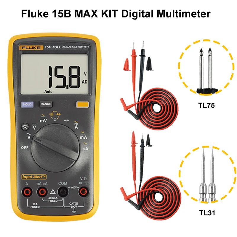 Fluke multímetro Digital automático, 15B Max, 17B Max, función de