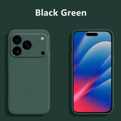Premium Liquid Silicone Shockproof Protective Case - Sleek and Durable Cover for iPhone 17 Pro (Black Green)