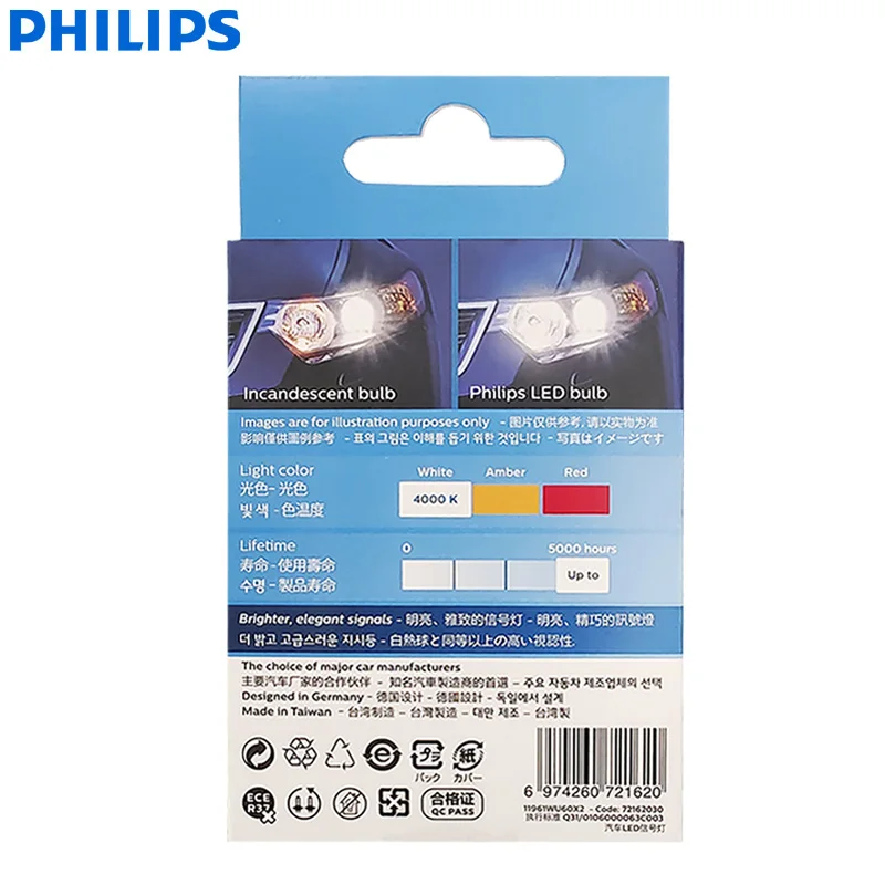 Philips-luces LED Ultinon Pro6000 T10 W5W 4000K para Interior de