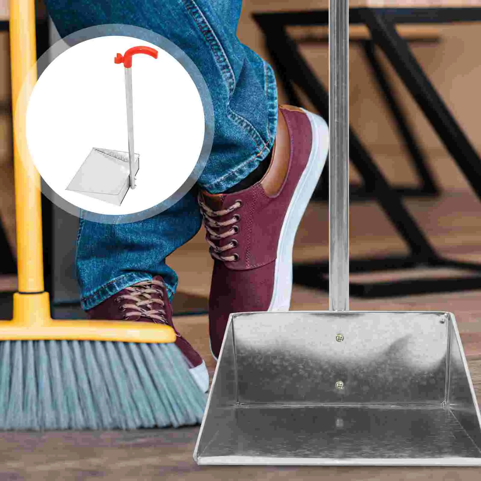 

Dust Pan with Long Handle Vertical Dustpan Outdoor Indoor Dustpan Indoor Dustpan