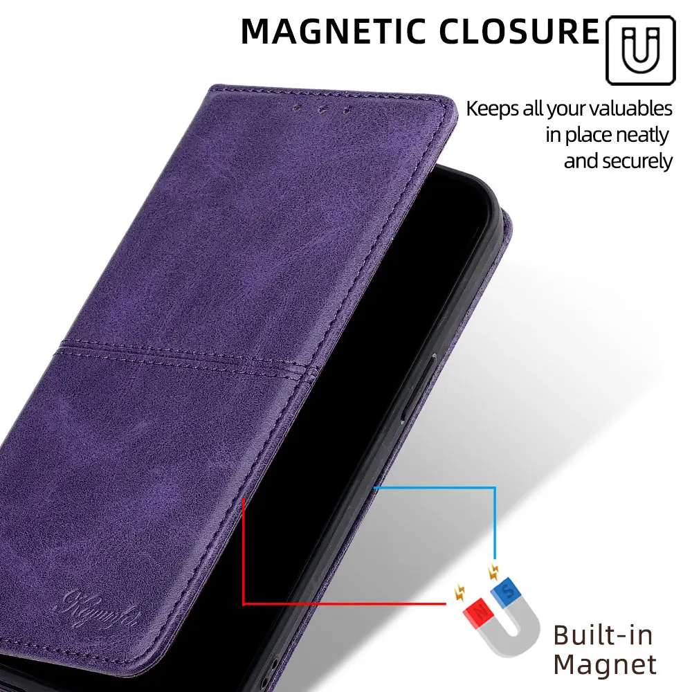 Premium Magnetic Flip Leather Case with Card Stand - Business Style Protective Cover