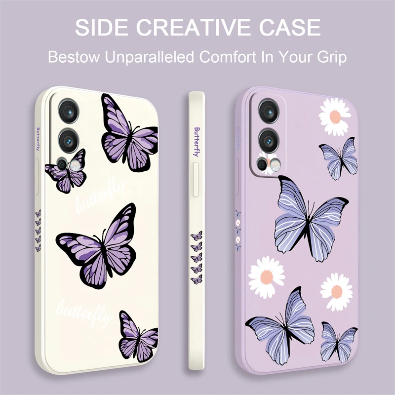 Purple Butterfly Flowers Pattern Shockproof Silicone Phone Case - Soft Protective Cover
