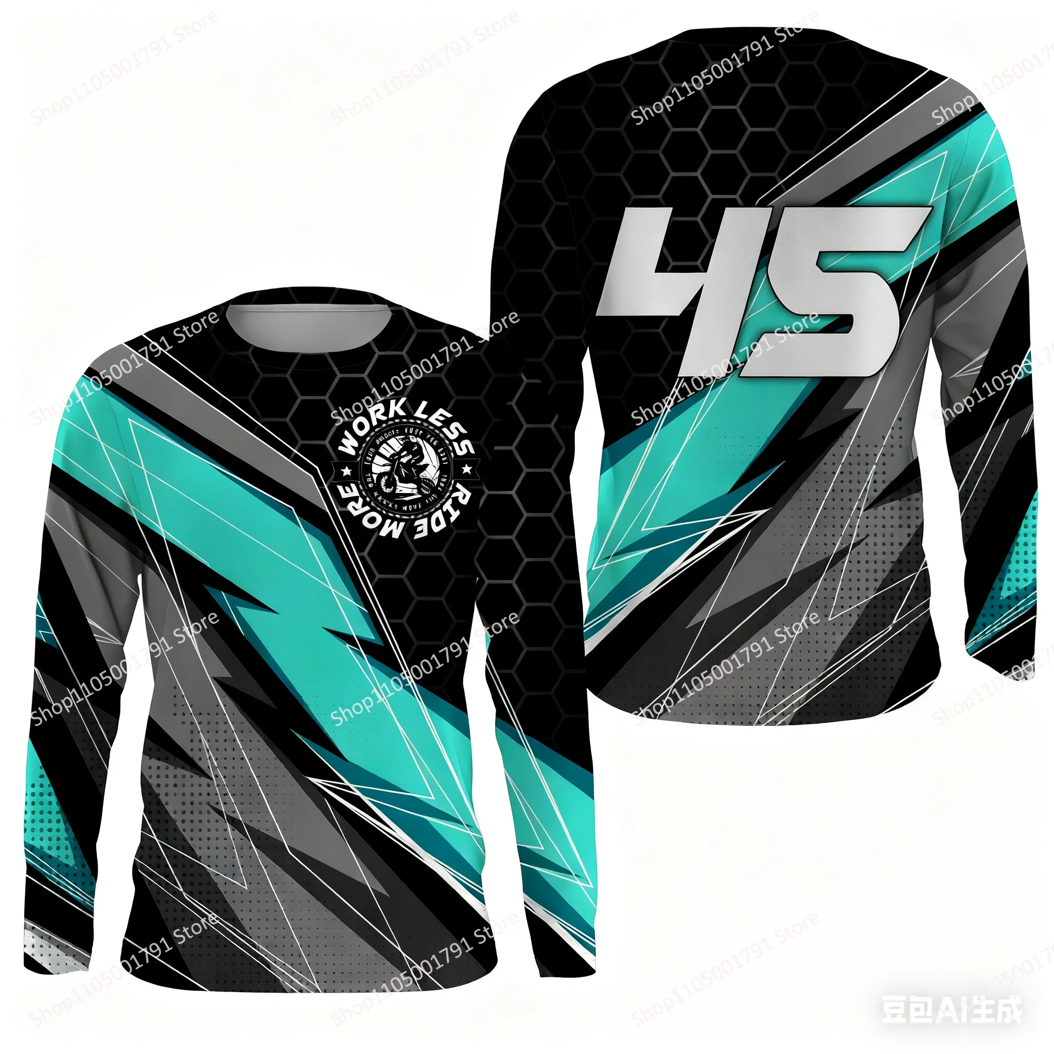 Motorcycle sweat-absorbing long-sleeved breathable plain knit mountain bike off-road riding quick-drying clothing