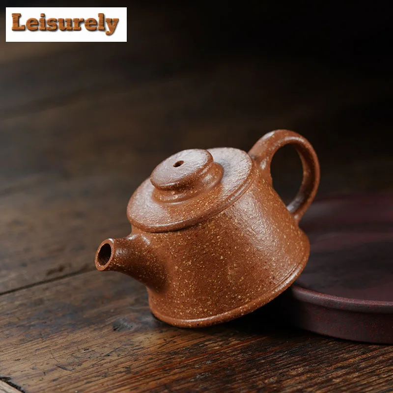 70ml Exquisite Yixing Purple Clay Teapots Handmade Giant Wheel Pot Raw Ore Coarse Sand Tea Brewing Kettle Zisha Tea Set Teaware