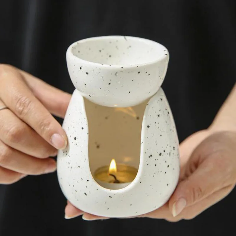 Nordic Style White Porcelain Essential Oil Furnance Aroma Burner Candle Holder Fragrance Lamp Home Decor