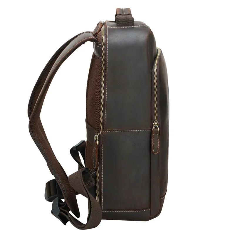 Genuine Leather Laptop Backpack for Men with USB Connector