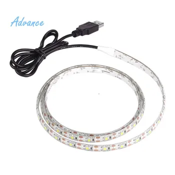 Bande lumineuse LED USB 5M, 5V, 3528, 1 mètre, 5 mètres, blanc chaud et froid, rose, vert, bleu, rouge, ruban SMD, lumière d'armoire de plafond, étanche 1