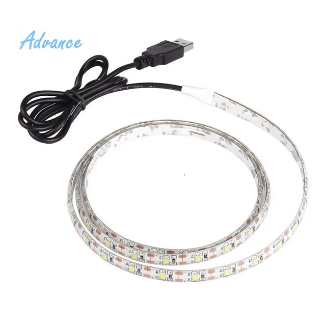 Bande lumineuse LED USB 5M, 5V, 3528, 1 mètre, 5 mètres, blanc chaud et froid, rose, vert, bleu, rouge, ruban SMD, lumière d'armoire de plafond, étanche 1