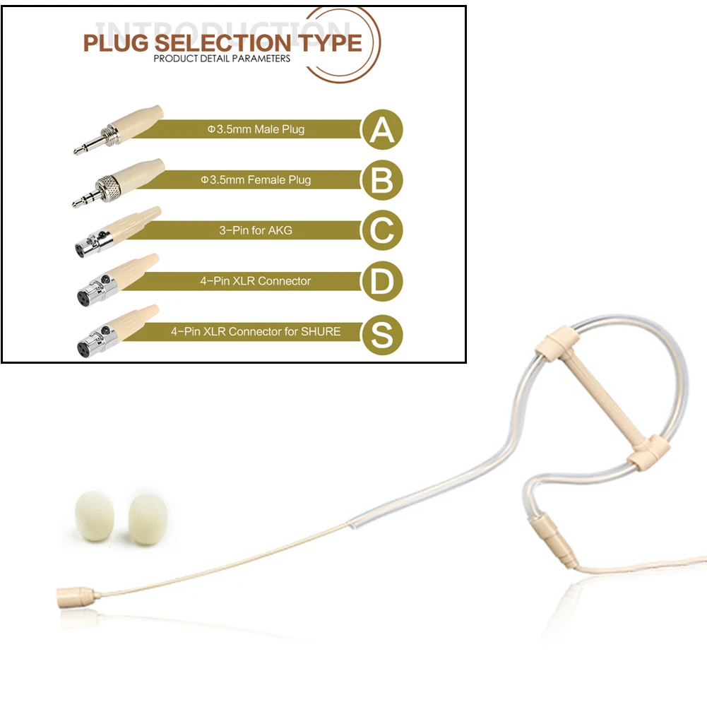 1pc único ganchos de orelha fone de ouvido microfone headworn microfones operação mão-livre 3.5mm 3 pinos 4 pinos xlr plugwith kits de capas de microfone