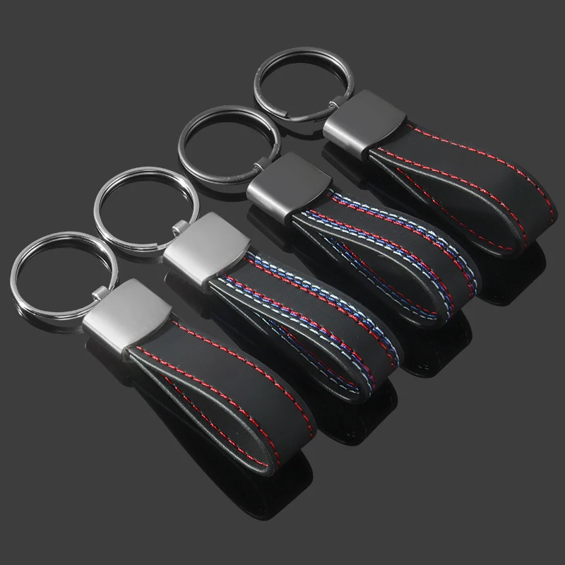 BMW Leather Keychain Emblem Car Accessory