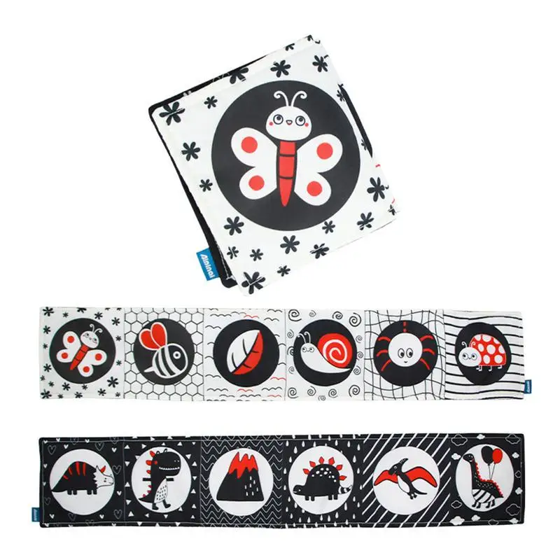 

White High Contrast Soft Book Black And White High Contrast Sensory Newborn Toys Safe Fabric Touch And Feel Crinkle Cloth Books