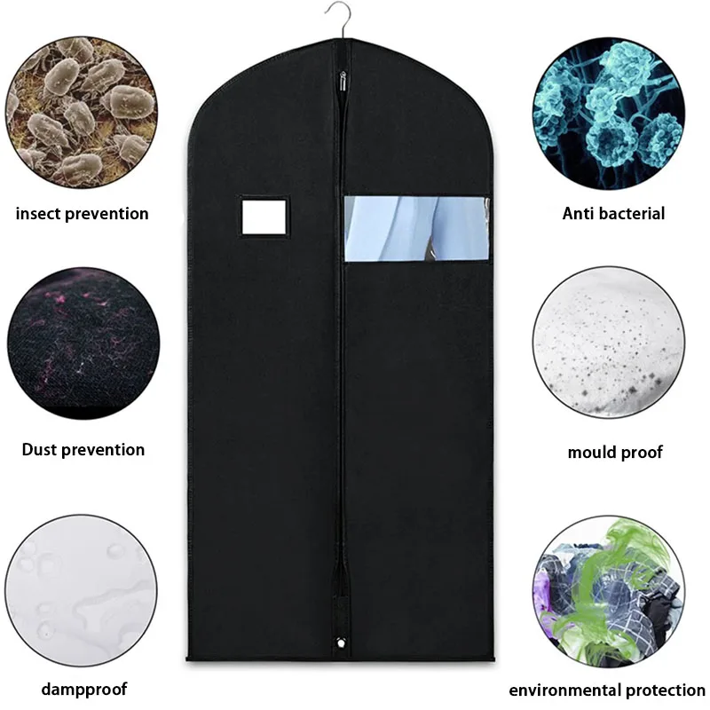 Dustproof Clothing Covers Waterproof Clothes Dust Cover Coat Suit Dress Protector Hanging Garment Bags Closet Organizer - 3